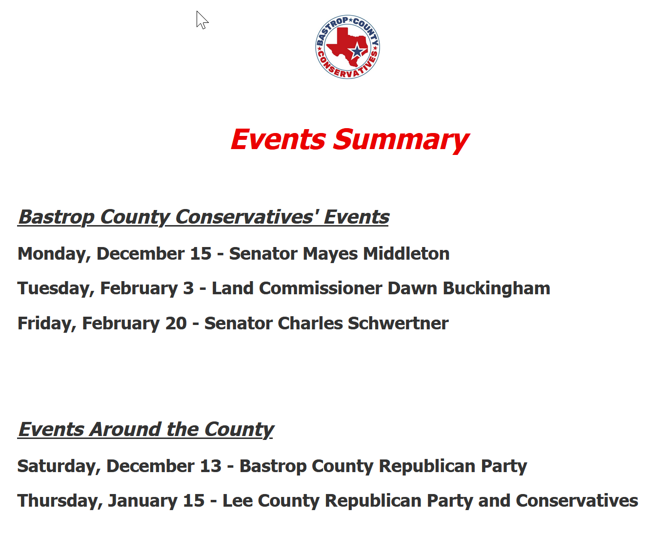 BCC Event Summary without LPRW Events