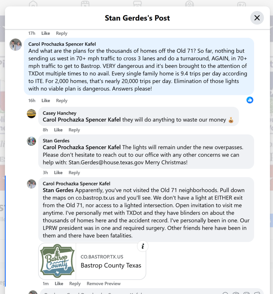 Facebook posting and comments